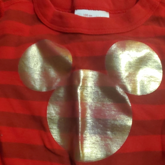 Hanna Andersson Red Striped Kids Pajamas with Mickey Decal - Picture 3 of 4